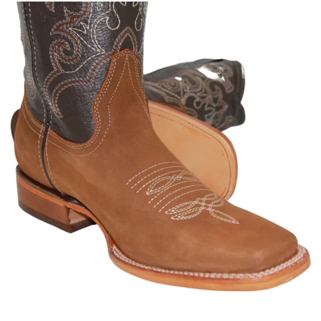 Men's Genuine Leather Square Toe Cowboy Boot4