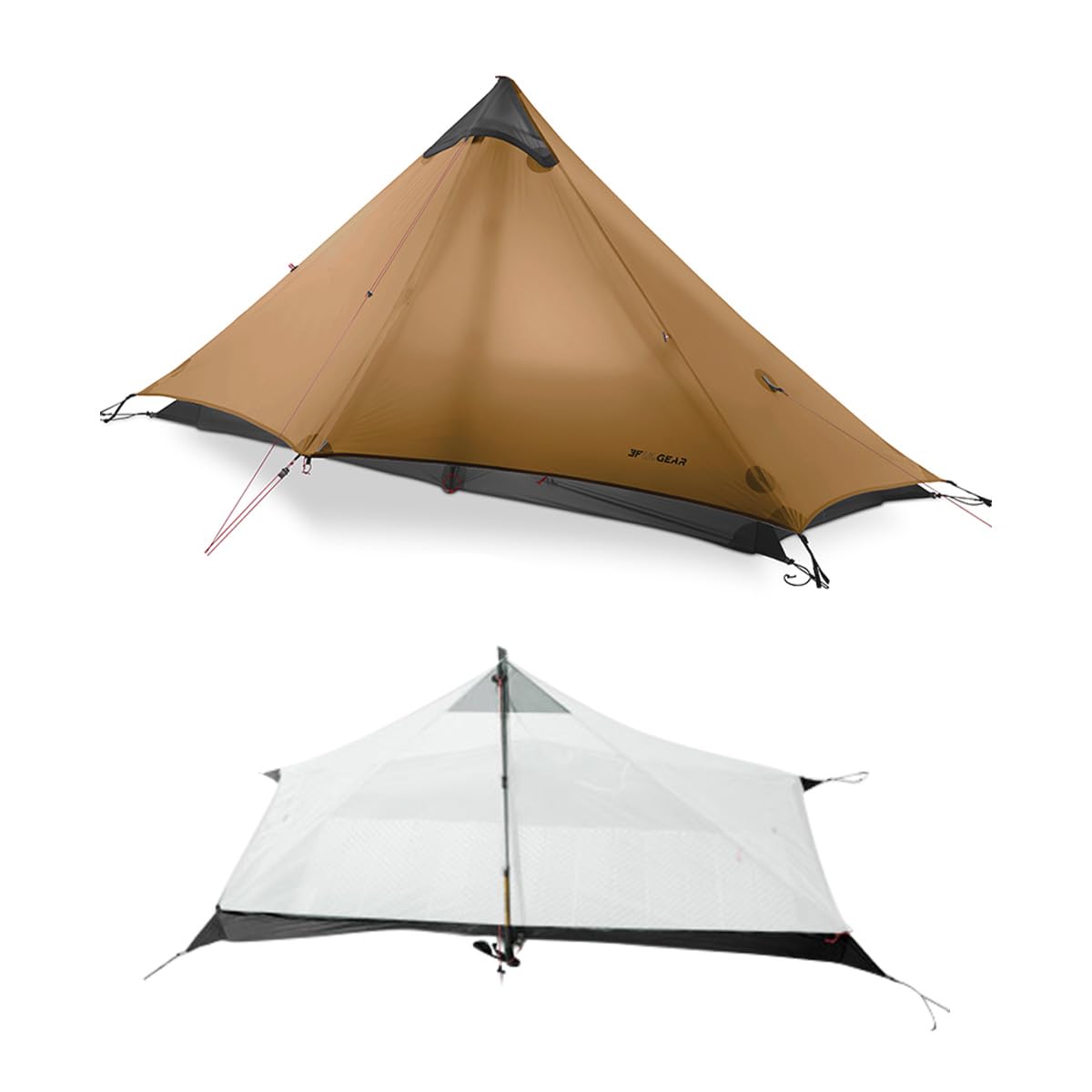 Telomat 3F Lanshan1 Ultralight Tent 3/4 Season Portable Backpacking Tent for 1-Person 15D Silicon Coated Waterproof Poleless Double Layer Tent for Camping Climbing