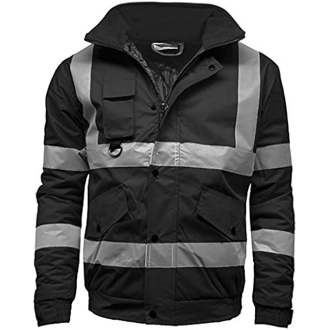 Stormway Mens Waterproof Two Tone Bomber Hi Vis Visibility Hi Vis Standard Safety Work Wear Jacket Black Medium Cover