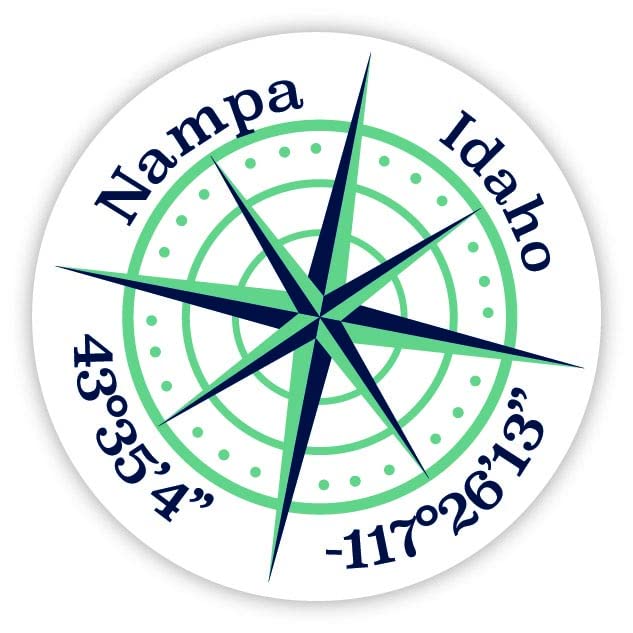 Nampa Idaho 2-Inch Vinyl Decal Sticker Latitude Longitude Compass Design