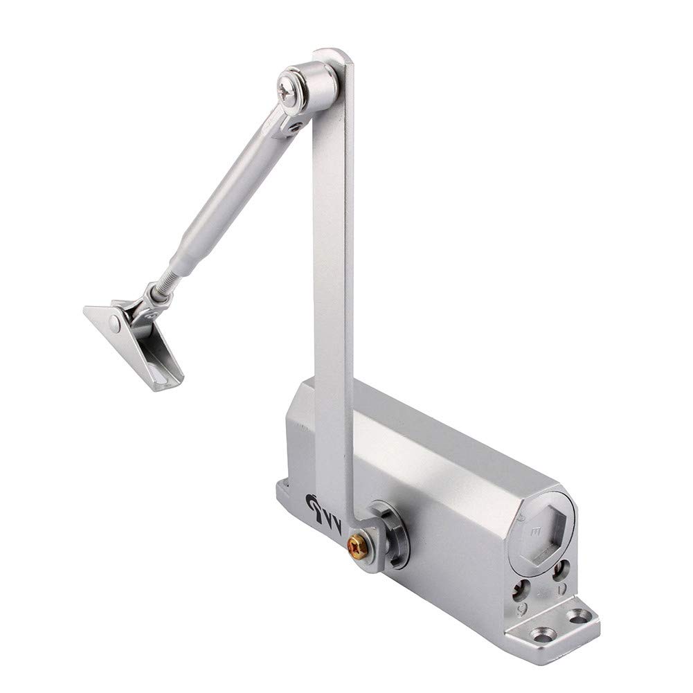 Ebtools Silver Door Opener Closer, Adjustable Heavy Duty Fire Rated Overhead Door Opener Closer | 25-45Kg | 45-65Kg | 60-80Kg (45-65Kg Load)