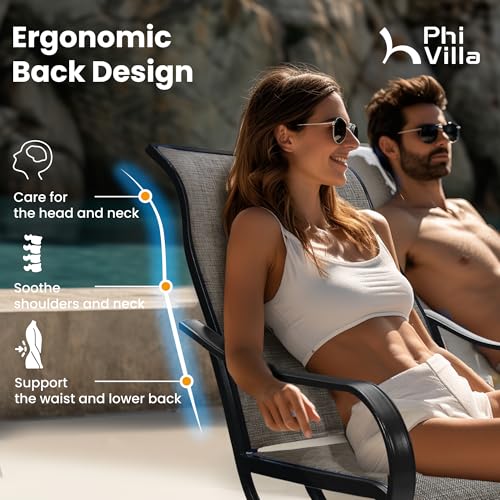 Image of PHI VILLA Swivel Patio Dining Chairs Set of 6, Textilene Mesh Fabric, Brown | High back ergonomic backrest. Black E-coated metal frame for outdoor, deck, lawn, garden. Rust-resistant, easy-clean