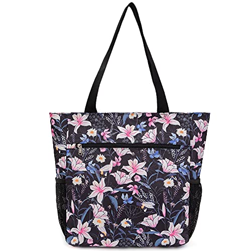 Image of ETidy Large Capacity Foldable Tote Bag With Zipper Water-resistant SandproofWomen Beach Bag Handbag GymBag Travel ShoppingBag