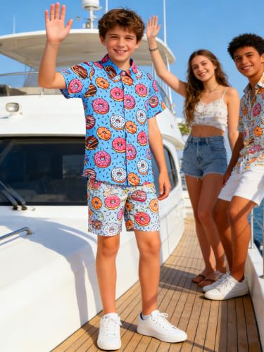 Image of uideazone Boys Novelty Print Short Sleeve Button Down Hawaiian Shirt 5-14Y