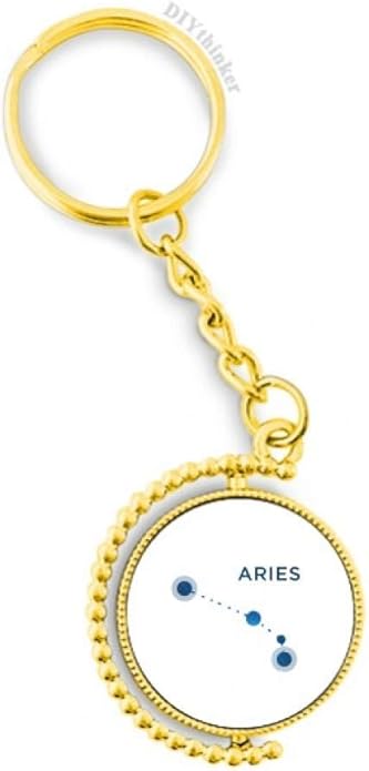 Aries Constellation Sign Zodiac Metal Connector Key Chain Ring Accessory Golden Keyholder