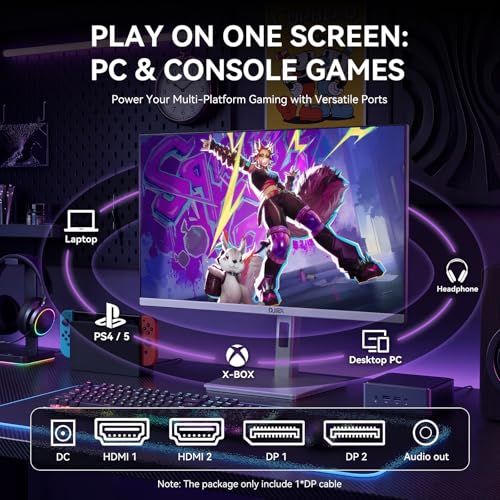 Image of 27 Inch Gaming Monitor, 320Hz, WQHD(2560 x1440) | HDR10, FreeSync, IPS,Height /Swivel /Tilt Adjustable Ergonomic Stand, 2*HDMI /2*DP, VESA Mountable, White