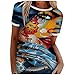 Yowablo T-Shirt Print Tops Short Sleeved Abstract Women Summer Blouse Top Patchwork Chemisier pour Femmes Haut Long Noir