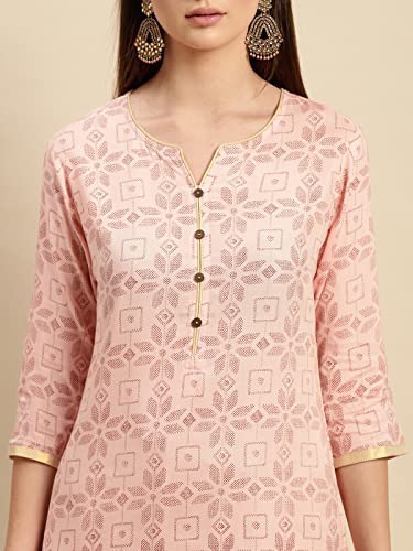 Image of rangita Women Rayon Regular Fit Knee Length Printed Straight Kurti | Kurta