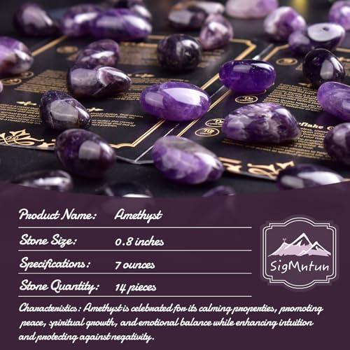 Image of Polished Stone Set Amethyst Crystals, 0.8 inch Handpicked Tumbled Gemstones Rocks, Pebbles for Reiki, Chakra, Healing, Home Decor