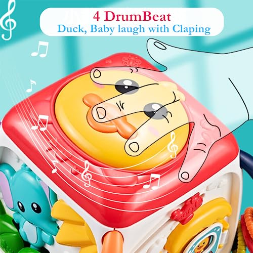 Image of 5 In 1 Musical Activity Cube For 1 Year Old-Piano Shark,Instrument Sounds,Drum Box With Lights,Learning Toys For 1 Year Old Boy&Kids Toys,3 Aa Batteries Incl,Multicolor