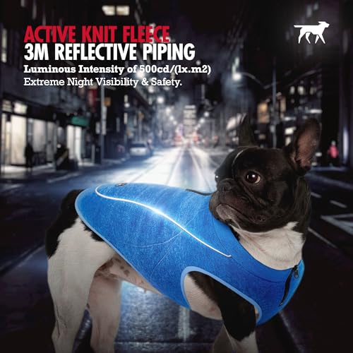 Image of Insulated Fleece Sweater for Dogs | Lightweight Warm Dog Vest | Zipper Port for Harness | Cold Weather Winter Jacket | Rain Snow Repellant Coat | Adjustable for Small Medium Large Male Dogs (Blue /L)
