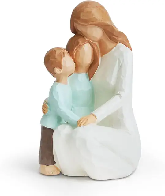 Mother and Son Figurines - Hand-Painted Resin Mother and Daughter Ornaments for Home Decor