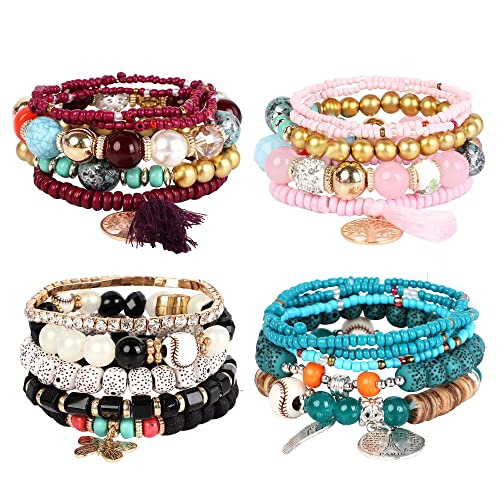 Bohemian Style Perlenarmband Set Damen Mädchen Geschichtetes Armband Set Stapelbar Perlen Perlen Kristall Armbänder Stretch Armbänder Cover