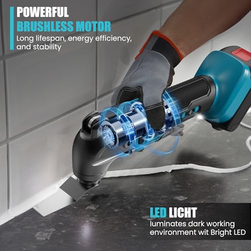 RAYLEEY Cordless Oscillating Multitool Compatible with Makita 18V Battery (No Battery), 23PCS Oscillating Tool Kit, 8500-21000 OPM, 6-Speeds, 4° Oscillation Angle, Quick Change Blade System 3 RAYLEEY Cordless Oscillating Multitool Compatible with Makita 18V Battery (No Battery), 23PCS Oscillating Tool Kit, 8500-21000 OPM, 6-Speeds, 4° Oscillation Angle, Quick Change Blade System - Image 3