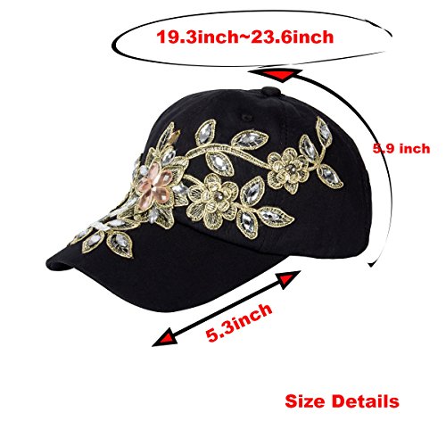 Gorra de Mujer con Encaje y Flores Negra miniatura 6