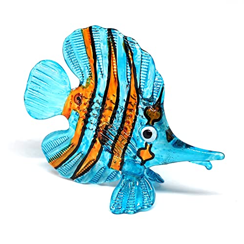 ZOOCRAFT Blue Glass Fish Figurine Aquarium Miniature