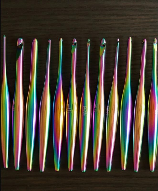 Image of Furls Crochet Hook, Limited Edition Matte Aura Streamline Metal, Ergonomic Handle Crochet Hooks 7 inch (Matte, H - 5.00MM)
