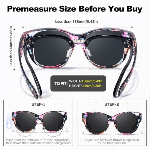 Myiaur Polarized Fit Over Glasses Sunglasses for Women, Trendy Wear Over Glasses for Driving with UV400 Protection2
