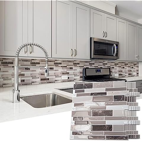 Art3d Peel and Stick Brown Marble Tiles Cover