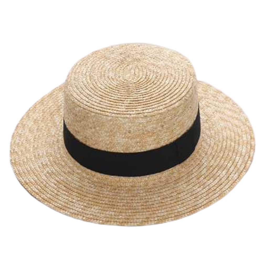 Cappello di Paglia a Tesa Larga da Donna Estiva Cappelli da Sole da Donna Cappellini da Spiaggia di Grano da barcaiolo