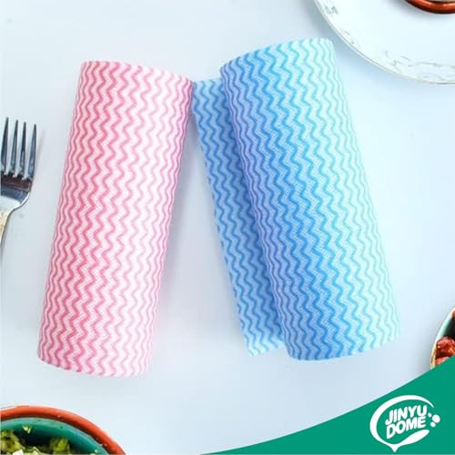Image of Reusable Cleaning Cloths Disposable Cleaning Cloth Dish Cloth Dish Towels Dish Rags All Purpose Cloths on 2 Rolls Blue&Red -200 pieces