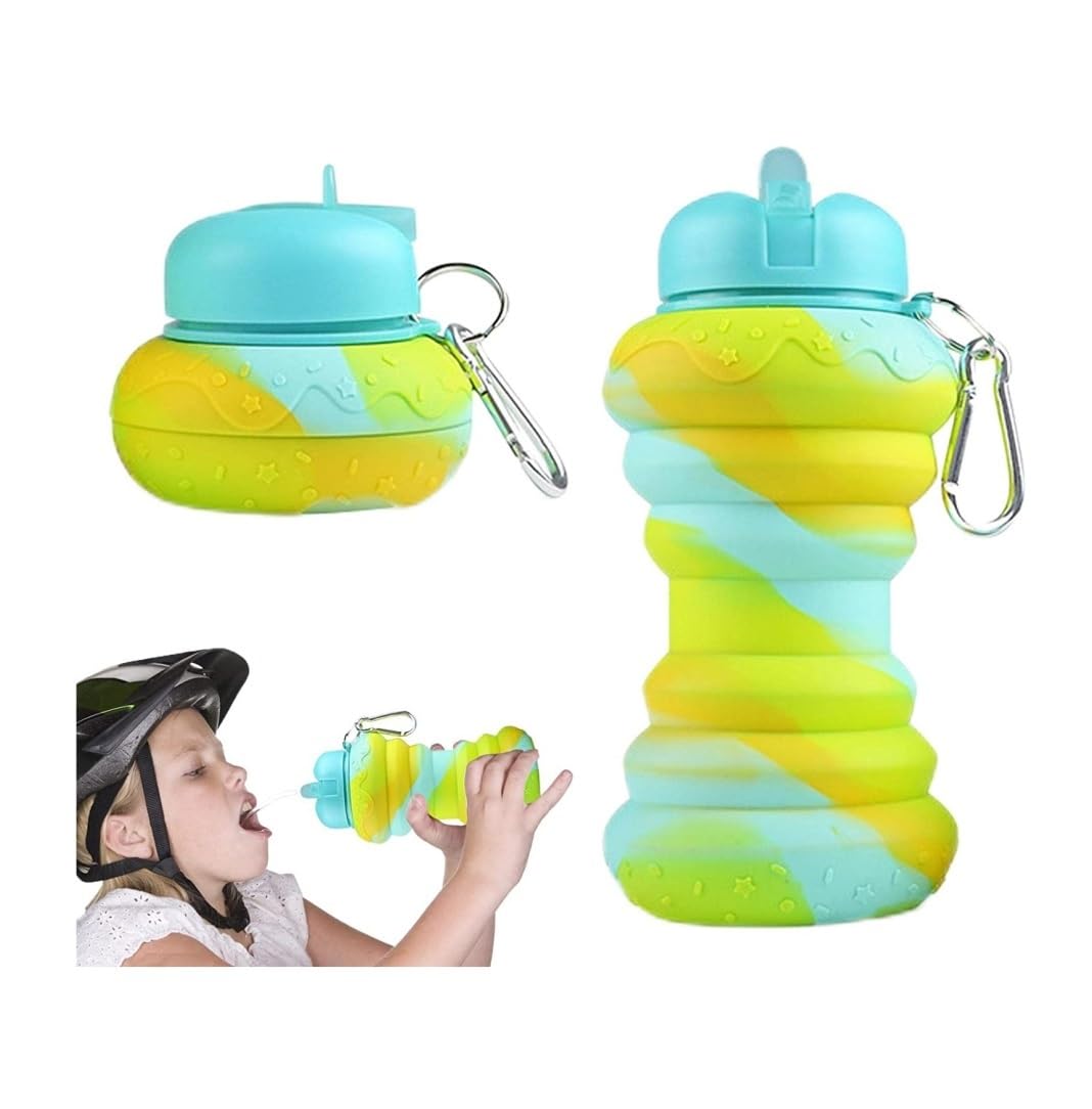 Gourde Portable en Silicone pour Camping, Pliable, avec Mousqueton, idéale pour la Salle de Sport et la randonnée.