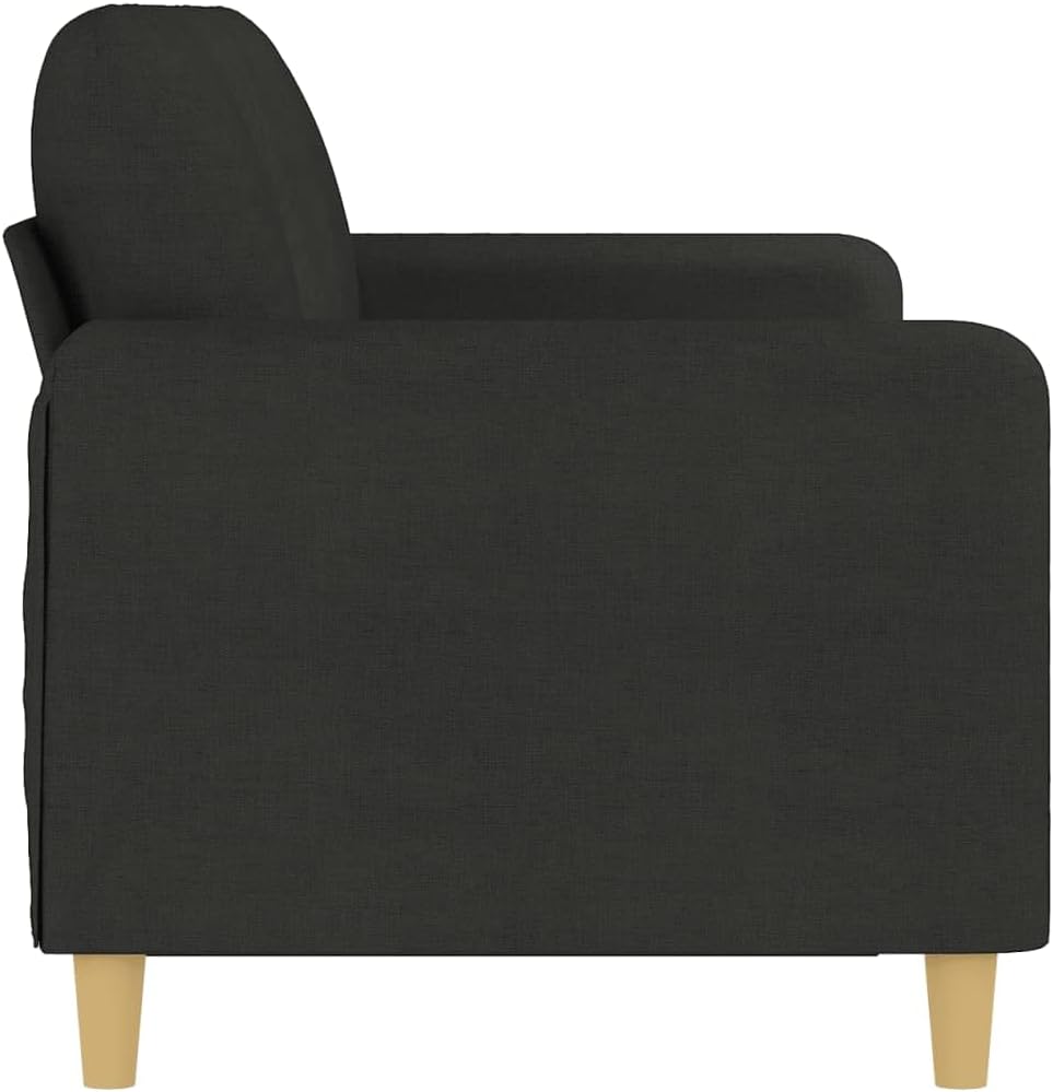 3-Seater Sofa Black Fabric (100% Polyester) Living Room Furniture