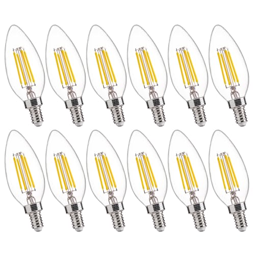 Image of FLSNT 5000K Daylight B10 Dimmable LED E12 Candelabra Bulbs, 40W Equivalent LED Chandelier Light Bulbs, 450LM, Clear Glass Finishing, 12 Pack UL,CA65 Listed.