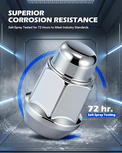 Image of Orion Motor Tech 1 /2 inch-20 Lug Nuts with Cone Seat, 3 /4 inch 19mm Hex 1.38x0.87 in. Chrome Plated Wheel Lug Nuts Compatible with Ford Mustang Explorer F-150 Dodge Ram 1500 Jeep Wrangler, Set of 20