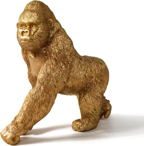Estatua de Gorila Dorado de Resina de 8.3 pulgadas
