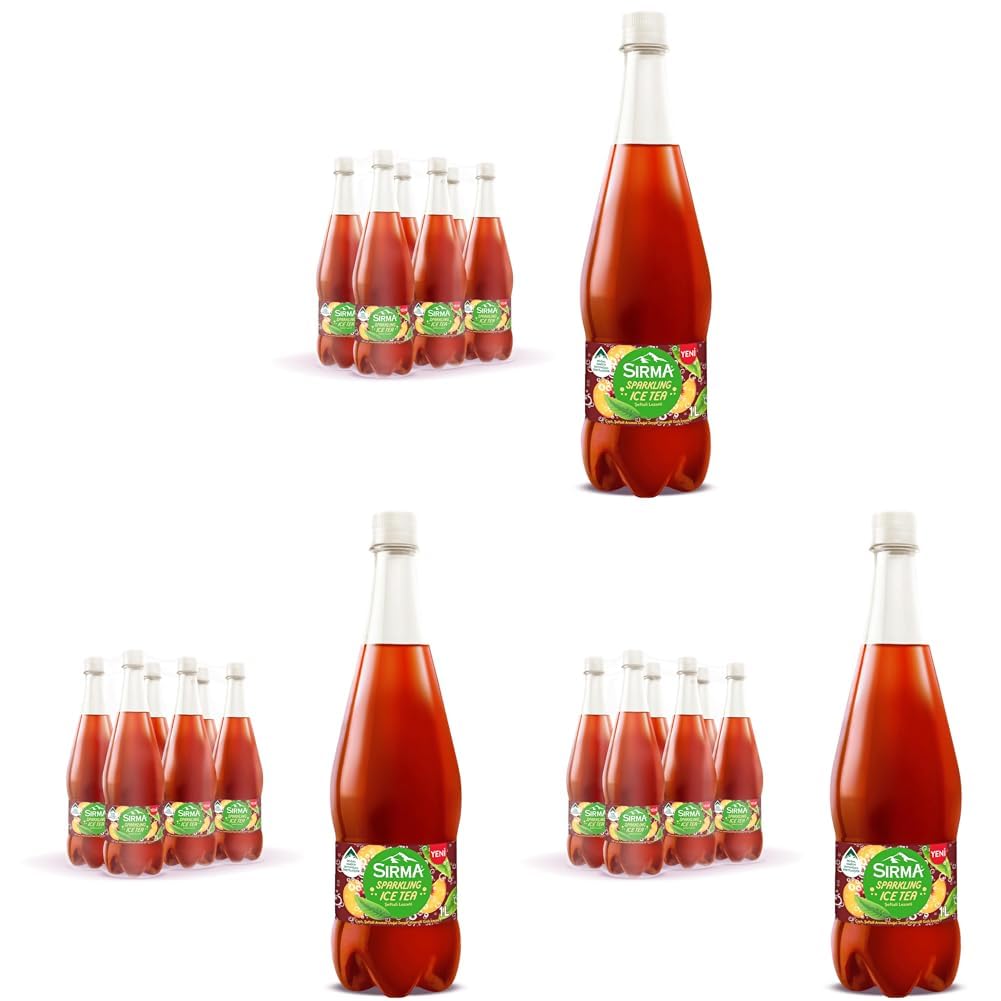 SIRMA Sparkling Ice Tea Şeftali Lezzeti Maden Suyu 6 Adet 1 Litre (3 paketi)