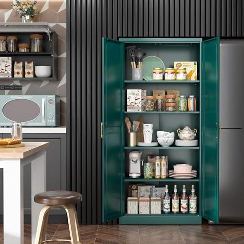 Image of Steeloong 71 inchMetal Pantry Storage Cabinet with Doors & 4 Adjustable Shelves