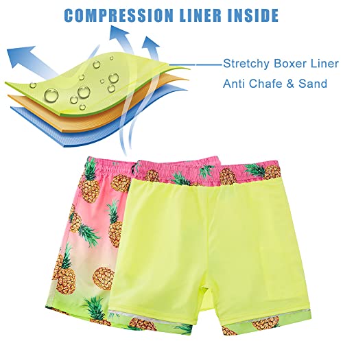 Image of Cozople Boys Swim Trunks Compression Liner Swim Shorts Quick Dry Bathing Suit with Boxer Brief Swimwear 2-20T