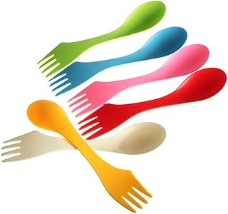 FUNCOCO Stoviglie multifunzionali, 6 Pezzi/Set 3 in 1 Cucchiaio forchetta Coltello Posate Set Misto Dolce Caramelle Colore Portatile Campeggio Escursionismo Utensili Spork