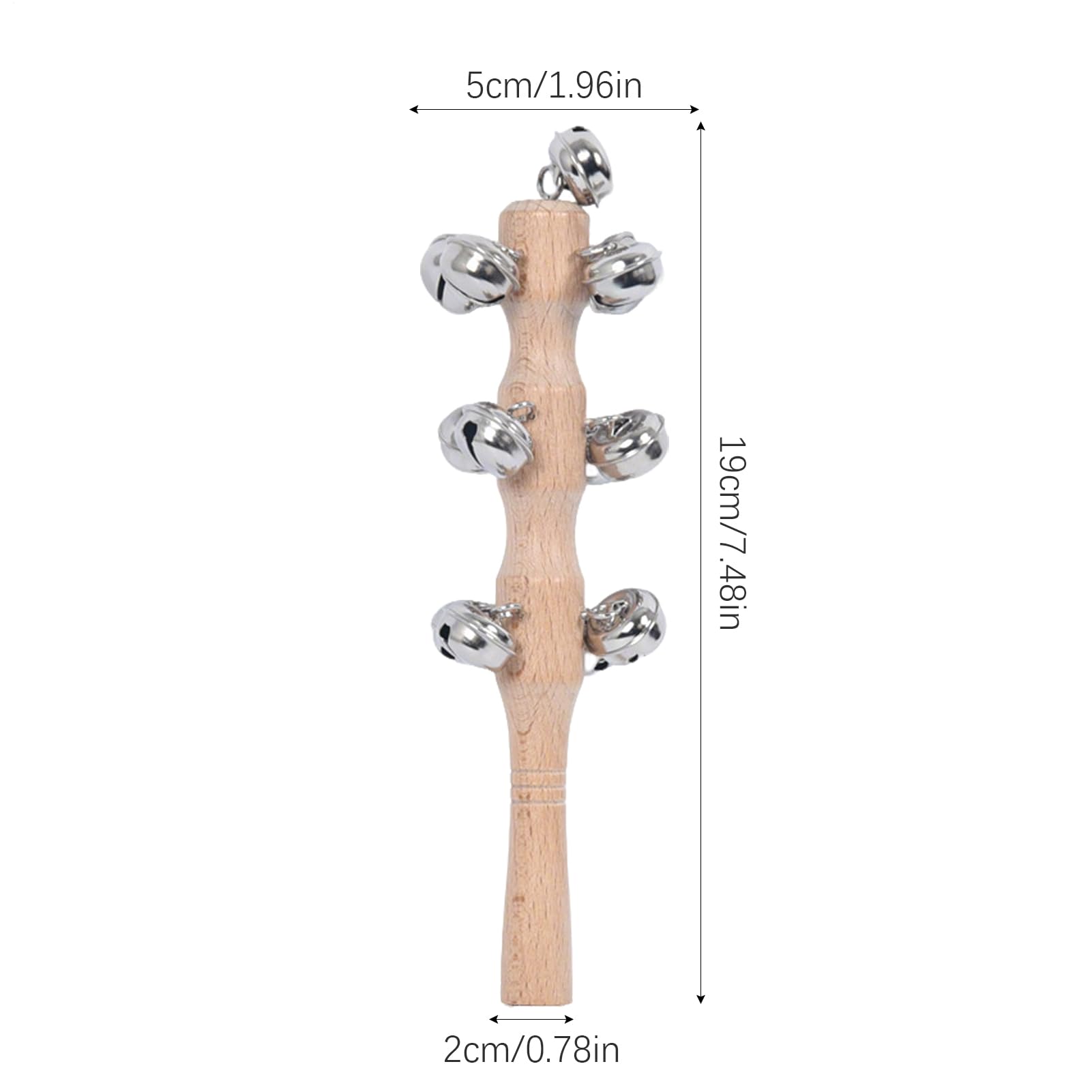 Jingle Stick, hölzerne Jingle Handglocken - Percussion Rassle Musical Shaker Toy - Bells bleiben mit Holzgriff für Tanzkonzerte Bühnenbildgeburtstag