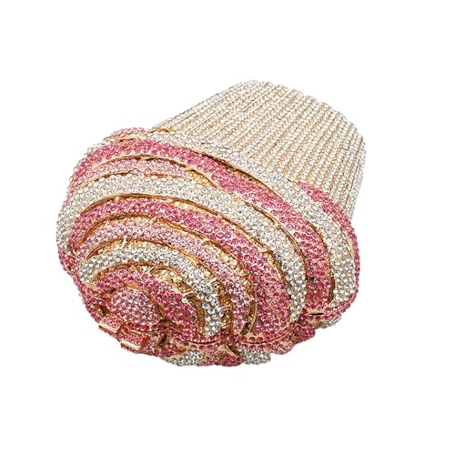 Image of Women Ice Cream Crystal Evening Bag Luxury Rhinestone Clutch Wedding Party Minaudiere Purse and Handbag for Cocktail