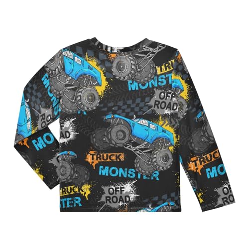 Image of Aflyko Vehicle Fun Boys' Rash Guard Shirts Xmas UPF 50+ Sun Protection Swim Shirt 3-12T