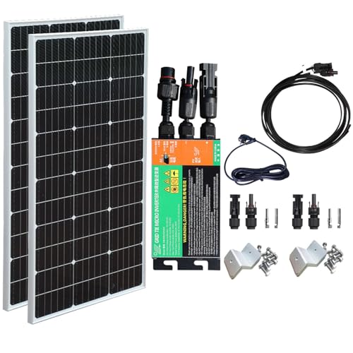Balkonkraftwerk 300 Watt Komplettset Steckdose Plug & Play, 210W Solarpanel mit 230V 300W...