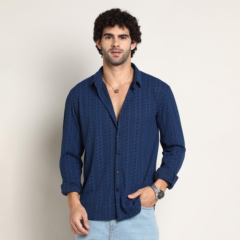 Image of CAHOOT Men's Shirt for Casual Wear | Mid-Rise | Regular Fit | Button Closure | Shirt Crafted with Comfort Fit for Everyday Wear