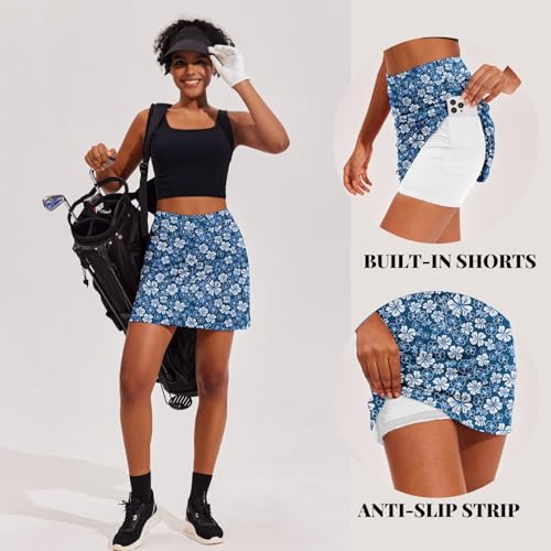 Image of Ekouaer Women's Athletic Skorts Lightweight Golf Skirts Inner Shorts Pocket Tennis Running Workout Sports Skorts