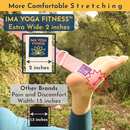 Adaptive Yoga Strap, Stretching Strap, 2 Inches Wide, 100% Naturally Soft Cotton, Steel D-Rings, Includes Natural Cotton Drawstring Storage Pouch and Instructional E-Book - Image 4