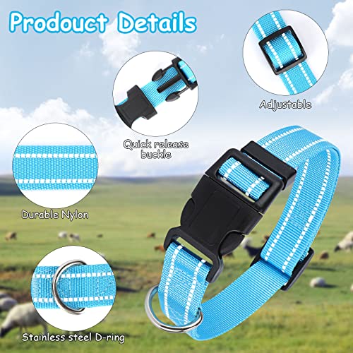 Image of 5 Pack Reflective Goat Collars with Bells, Cow Horse Sheep Grazing Copper Bells and Adjustable Nylon Collar Set Pet Anti-Lost Loud Bronze Bell for Small Farm Animal Goat Sheep Cow Accessories