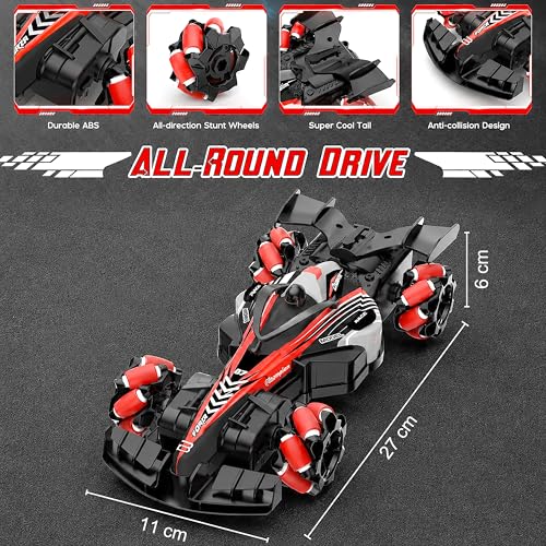 Image of VGRASSP 2.4 GHz Remote Control Phantom Drift Stunt Mist Car Toy for Kids with Flashing Lights and Music - 360 Rotating Rechargeable 4WD RC Formula Smoke Car for Boys and Girls - Color As Per Stock