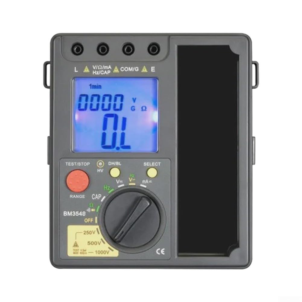 BM3548 Probador digital de resistencia de aislamiento 40GΩ Megohmmeter con CA DC Voltaje Capacitancia de corriente para medición de frecuencia para electricistas Uso Industrial Negro (BM3548)