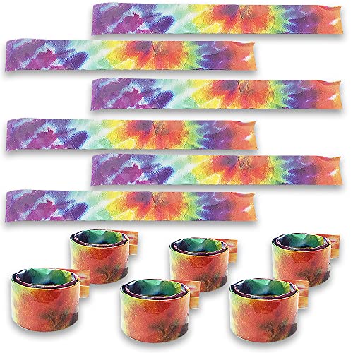 ArtCreativity Tie Dye Slap Bracelets for Kids, Set of 6, Colorful Wristbands for Boys and Girls, Fun Birthday Party Favors for Children, Goodie Bag Fillers, Carnival Prize