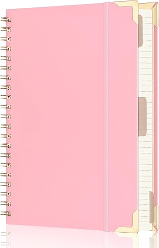 EOOUT Cuaderno estético rosa de 85 x 11 pulgadas cuaderno de espiral grande para mujer cuaderno de composición con rayas universitarias de 300