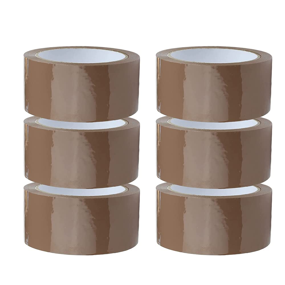 Brown Tape Pack of 6, Heavy Duty Parcels Tape Roll – Acrylic Low Noise Adhesive Tape 48mm x 66m for All Your Needs that Provides a Strong, Secure and Sticky Seal for your Boxes