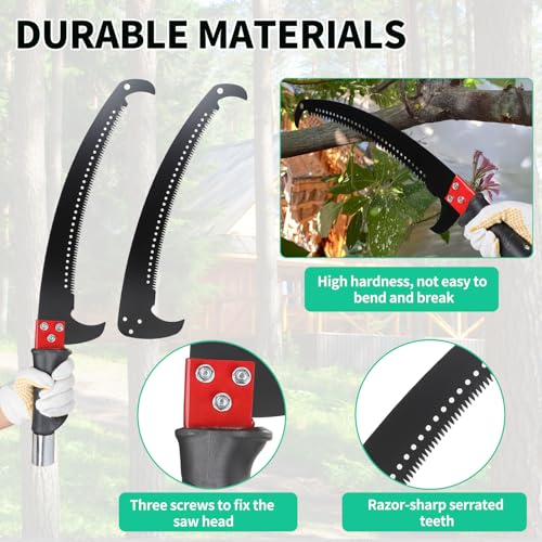 SWAWIS Astsäge mit Teleskopstiel 8M Hochentaster Astsäge Baumsäge Teleskop Hochentaster Manuell Einstellbare Länge Teleskopsäge mit Tragetasche, Schneidet Sauber und Schnell für Hohe Äste