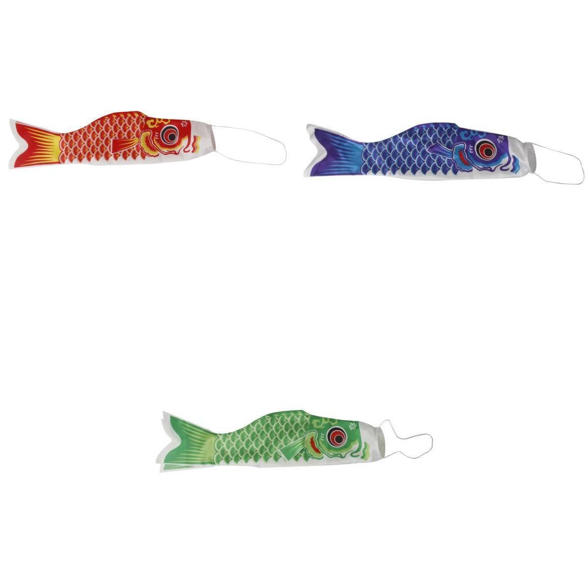 Club Bollywood® 3Pieces Japanese Windsock Carp Flag Koi Nobori Sailfish Red Blue Green 55cm-image-10
