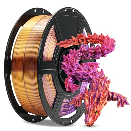 Image of FLASHFORGE Silk Tri-Color PLA Filament 1.75mm, Coextrusion Gold Red Purple Triple Color Rainbow 3D Printer Filament, Enchanting Silk Finish with 360 Multicolor Shifting Color Effect